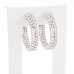 Diamond Hoops Two Row Round Stone Setting - 10KT Gold & 3.00 CTW
