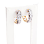 Diamond Hoops Three Row Baguette Round Stone Setting - 10KT Gold & 1.00 CTW