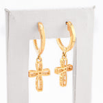 Diamond Dangling Cross Round Stone Setting - 10KT Gold & 0.65 CTW