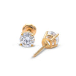 Lab Diamond Solitaire Earring Round Stone Setting - 14KT Gold & 0.25 CTW - 0.50 CTW