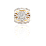 14K Gold Diamond Engagement Ring – Triple Halo Cluster with Wide Band – 3.00 CTW