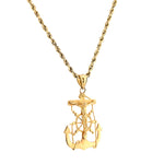 10K Gold Cross Pendant – Jesus Figure with Anchor, Rope & Wheel Des – 1.40