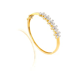 10K Gold Diamond Bangle Bracelet – Flower with Baguette Cluster– 0.58 CTW