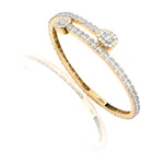 10K Gold Diamond Bangle Bracelet – Open Style with Baguette & Round – 4.25 CTW