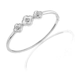 10K Gold Diamond Bangle Bracelet – Clover with Round Cluster Center – 0.35 CTW