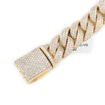 Diamond Cuban Bracelet Curb Three Row Stone Setting - 10KT Gold & 11.40 CTW