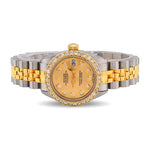 Custom Diamond Bezel Rolex 26MM DateJust Watch – Two Tone 10 Pointer Champagne Dial – 1.50 CTW