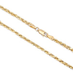 10K Gold Necklace – Hollow Diamond Cut Rope Chain 3MM – 20.0