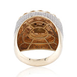 10K Gold Diamond Men's Ring – Skull with Cuban Link Pave Set Bezel – 1.75 CTW