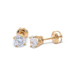 Lab Diamond Solitaire Earring Round Stone Setting - 14KT Gold & 0.25 CTW - 0.50 CTW