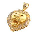 10K Gold Diamond Pendant – Lion Head with Ruby Eyes – 2.01 CTW