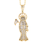 10K Gold Diamond Pendant – Two Tone Grim Reaper with Scythe – 1.50 CTW