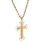 10K Gold Cross Pendant – Two-Tone Gold Diamond-Cut Openwork Design – 1.60