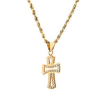 10K Gold Cross Pendant – Cubic Zirconia Openwork Design – 1.10