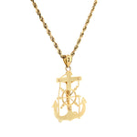 10K Gold Cross Pendant – Jesus Figure with Anchor, Rope & Wheel Des – 1.40