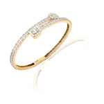 10K Gold Diamond Bangle Bracelet – Open Style with Baguette & Round – 4.25 CTW