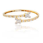10K Gold Diamond Bangle Bracelet – Butterfly with Baguette & Round – 1.57 CTW