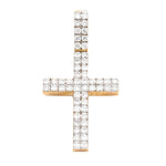 10K Gold Diamond Pendant – Cross with Two Row Round Pointer – 1.00 CTW