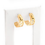 Diamond Hoops Two Tone Cuban Round Stone Setting - 10KT Gold & 0.25 CTW