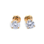Lab Diamond Solitaire Earring Round Stone Setting - 14KT Gold & 0.25 CTW - 0.50 CTW