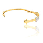10K Gold Diamond Bangle Bracelet – Flower with Baguette Cluster– 0.58 CTW