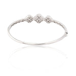 10K Gold Diamond Bangle Bracelet – Clover with Round Cluster Center – 0.35 CTW