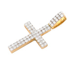 10K Gold Diamond Pendant – Cross with Two Row Round Pointer – 1.00 CTW