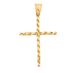 10K Gold Cross Pendant – Diamond-Cut Rope Style – 2.00