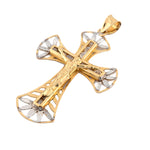 10K Gold Cross Pendant – Two-Tone Gold Diamond-Cut Openwork Design – 1.60