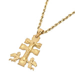 10K Gold Cross Pendant – Jesus Figure with Double Bar & Angels – 1.20