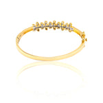 10K Gold Diamond Bangle Bracelet – Flower with Baguette Cluster– 0.58 CTW
