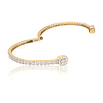 10K Gold Diamond Bangle Bracelet – Open Style with Baguette & Round – 4.25 CTW