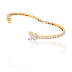 10K Gold Diamond Bangle Bracelet – Butterfly with Baguette & Round – 1.57 CTW