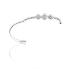 10K Gold Diamond Bangle Bracelet – Clover with Round Cluster Center – 0.35 CTW