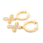 Diamond Dangling Cross Round Stone Setting - 10KT Gold & 0.65 CTW
