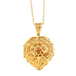 10K Gold Diamond Pendant – Lion Head with Ruby Eyes – 2.01 CTW