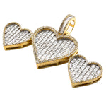 10K Gold Diamond Pendant – Triple Heart with Baguette Center – 2.40 CTW