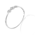 10K Gold Diamond Bangle Bracelet – Clover with Round Cluster Center – 0.35 CTW