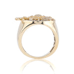 10K Gold Diamond Men's Ring – Two Tone Eagle and Pistol Ring with Baguette – 1.60 CTW