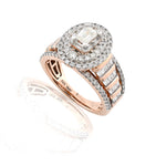 14K Gold Diamond Engagement Ring – Emerald with Double Halo & Baguette – 1.46 CTW