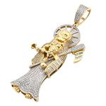 10K Gold Diamond Pendant – Two Tone Grim Reaper with Scythe – 1.50 CTW
