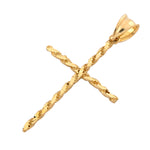 10K Gold Cross Pendant – Diamond-Cut Rope Style – 2.00