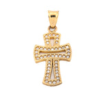 10K Gold Cross Pendant – Cubic Zirconia Openwork Design – 1.10
