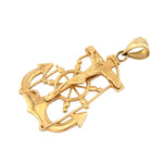 10K Gold Cross Pendant – Jesus Figure with Anchor, Rope & Wheel Des – 1.40