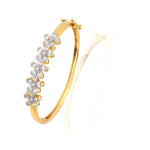 10K Gold Diamond Bangle Bracelet – Flower with Baguette Cluster– 0.58 CTW