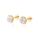 10K Gold Diamond Stud Earring – Four Pointer Flower Cluster – 0.75 CTW