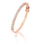 10K Gold Diamond Bangle Bracelet – Round Cluster Flower Setting – 1.24 CTW