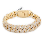 Diamond Cuban Bracelet Curb Three Row Stone Setting - 10KT Gold & 11.40 CTW