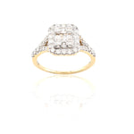 14K Gold Diamond Engagement Ring – Baguette & Round Double Halo Cluster – 0.75 CTW