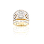 14K Gold Diamond Engagement Ring – Triple Halo Cluster with Wide Band – 3.00 CTW